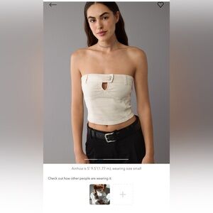 American Eagle Denim Cream Strapless crop top